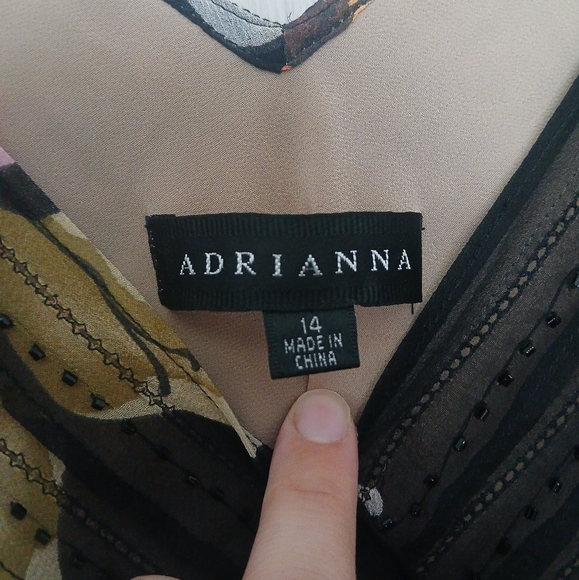 Vintage silk asymmetrical floral beaded dress Adrianna size M *see Measurement - Picture 7 of 8